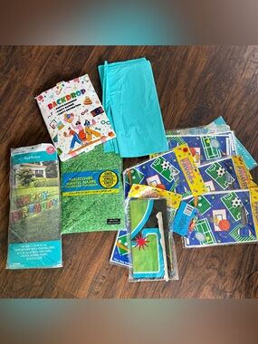 Party Decorations Kit - Teal, Green, Multicolor Tablecovers & Backdrop